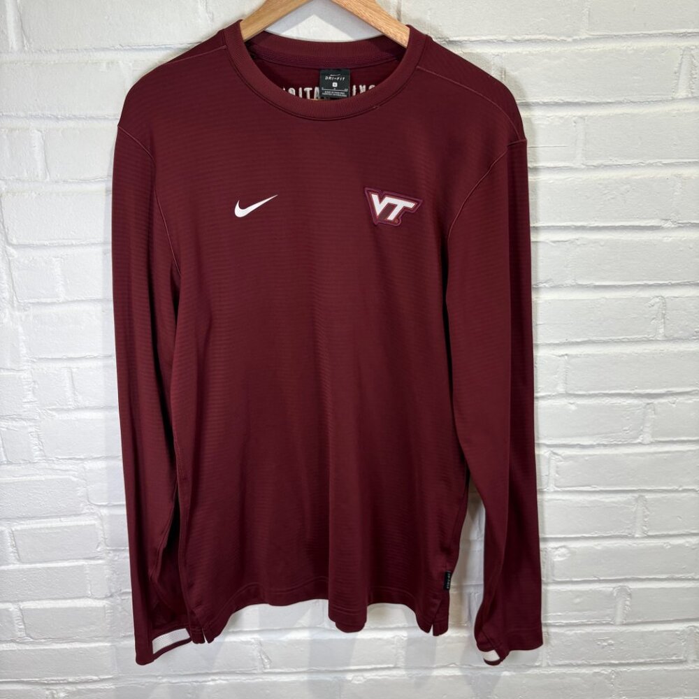 Nike Dri-Fit Virginia Tech Hokies Team Maroon Long Sleeve Gym Shirt Men's Small
